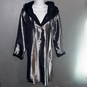 Ubu New w $198 Tags Women’s Reversible Silver & Black Rain jacket Coat Medium